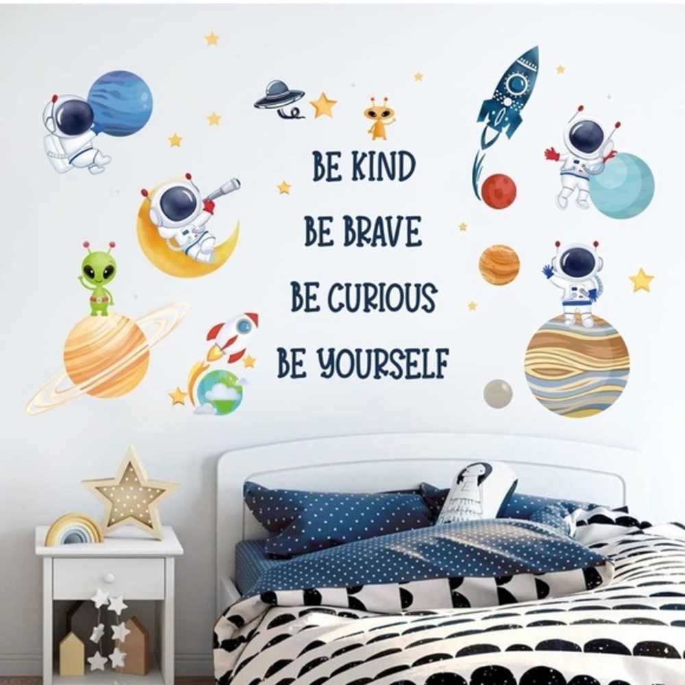 Space themed Wall Stickers Inspirational Quote Peel and Stick Wall Art Decals
